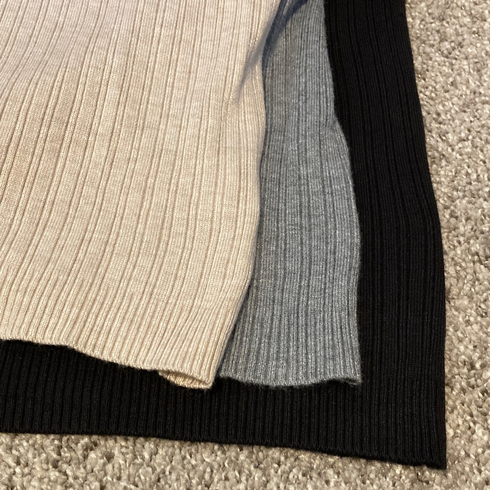 George Ribbed Knit Sweater in Cream, grey and black. Women’s set of 3, NWOT - Picture 5 of 5